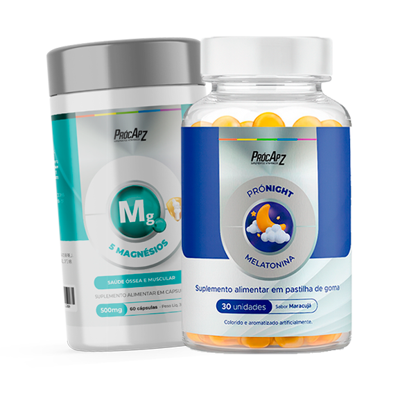 Kit - 5 Magnésios - 60 Cápsulas + Pró Night Gummy (Melatonina) - 30 Gomas