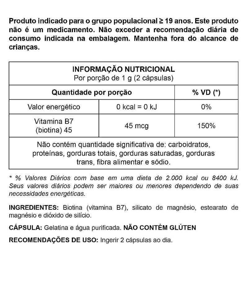 Biotina - 60 cápsulas