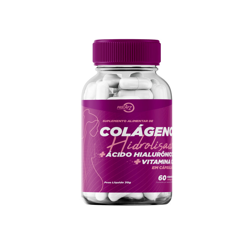 Colágeno Hidrolisado + Ácido Hialurônico + Vitamina C - 60 cápsulas