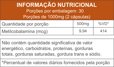 Vitamina B12 - 60 cápsulas | Metilcobalamina