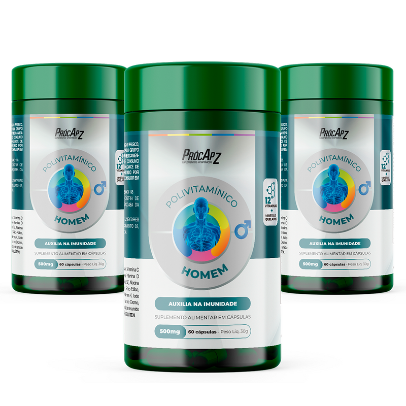 Kit Com 3 - Polivitamínico A-Z Homem l 60 Cápsulas