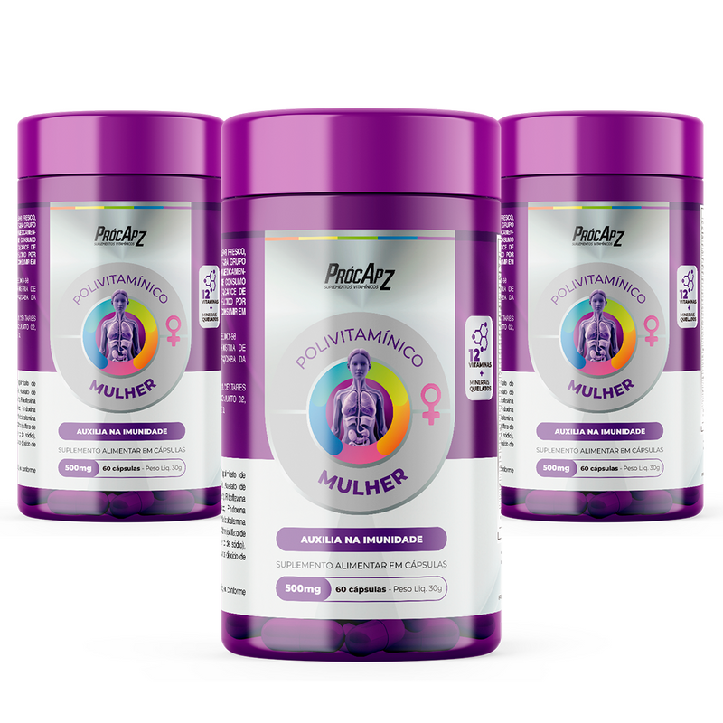 Kit Com 3 - Polivitamínico Mulher l 60 Cápsulas