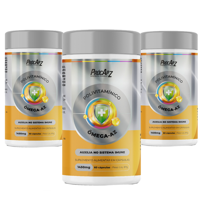 Kit Com 3 - Polivitamínico A-Z Ômega | 60 Cápsulas Softgel