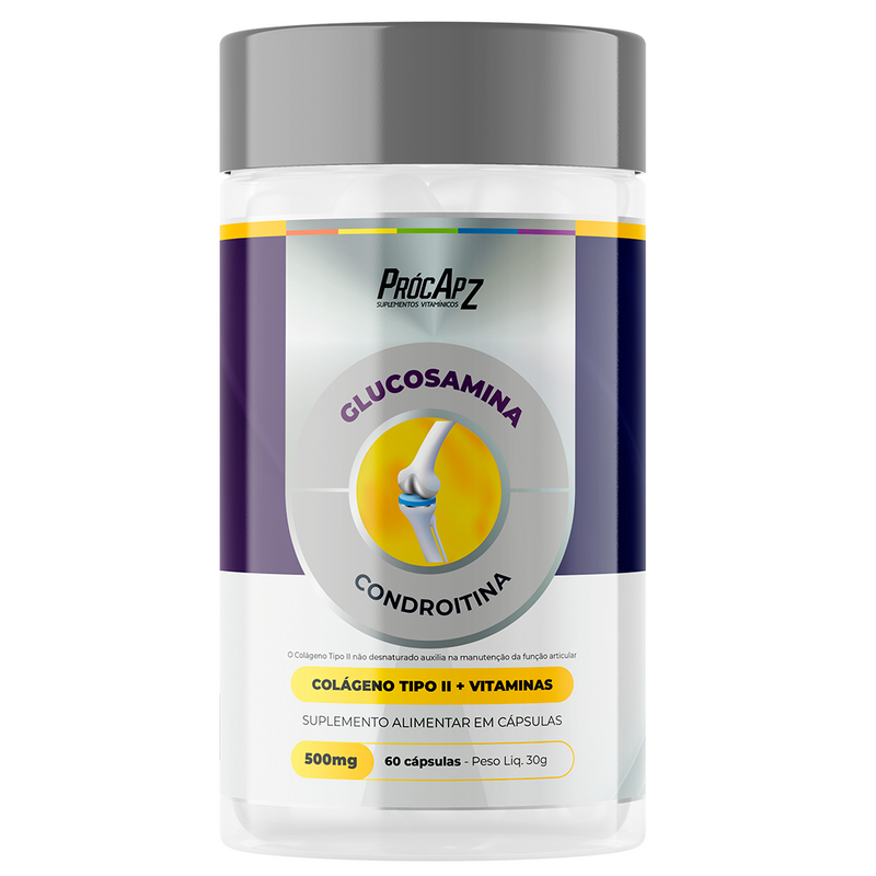 Glucosamina + Condroitina + Colágeno Tipo II - 60 Cápsulas