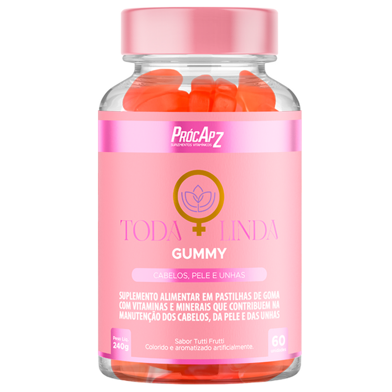 Toda Linda Gummy l Pele, Cabelo e Unhas - 60 Cápsulas
